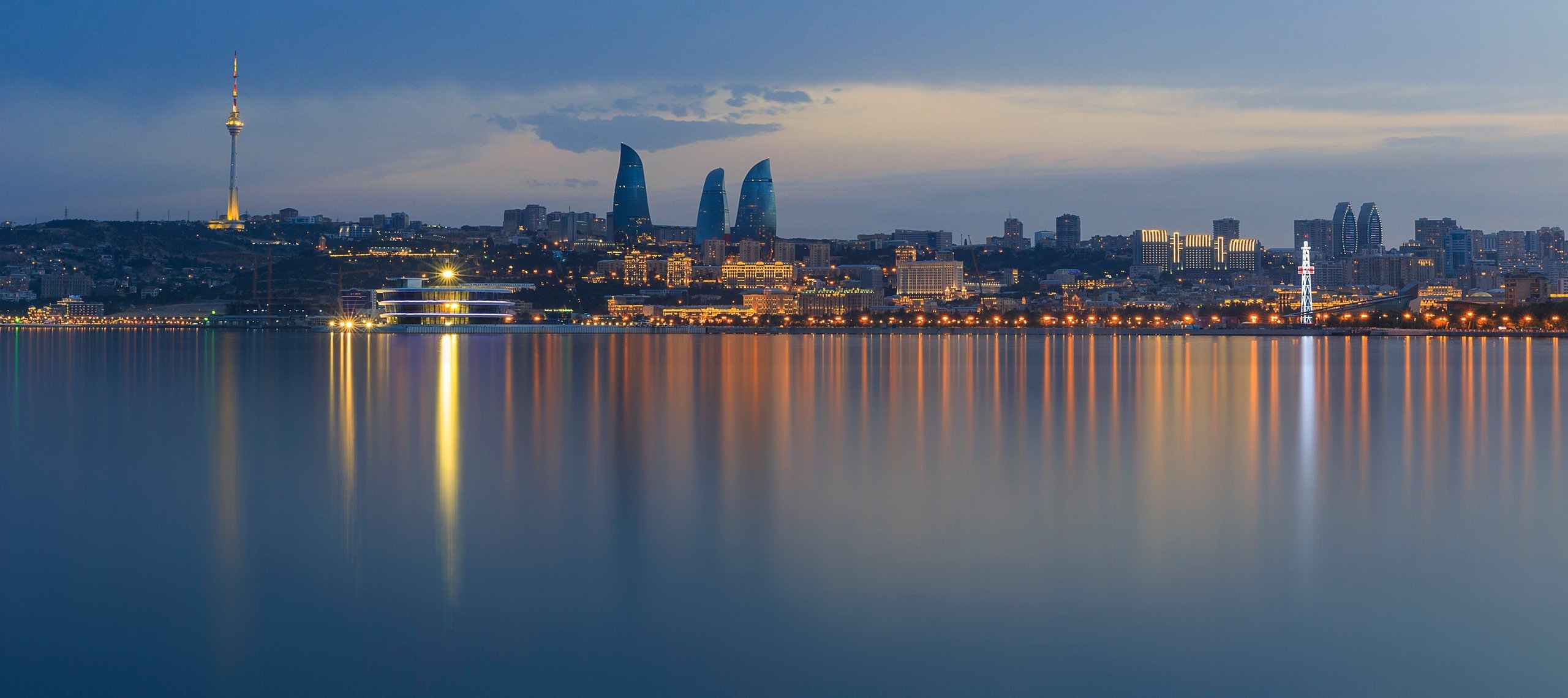 Baku Boulevard and Flame Towers