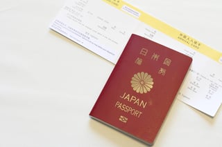Japanese Passport And Immigration Card Red
