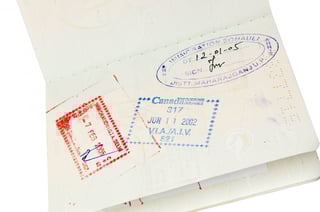 Passport With Multiple Stamps Isolated Over White