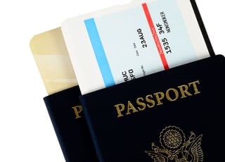 Wo Us Passports On A White Background With Boarding Passe
