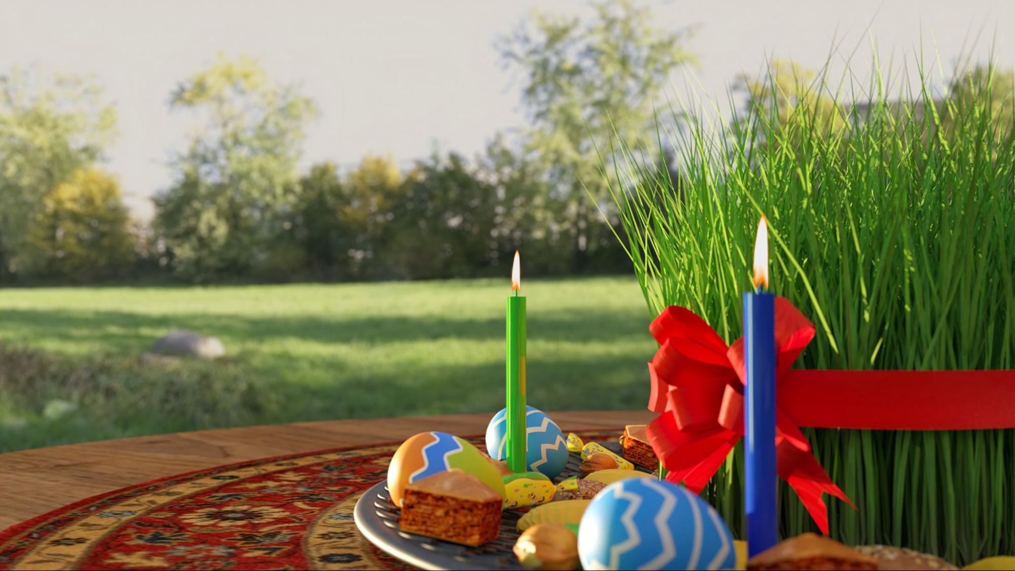 Ambiente de Novruz en Azerbaiyán con té negro