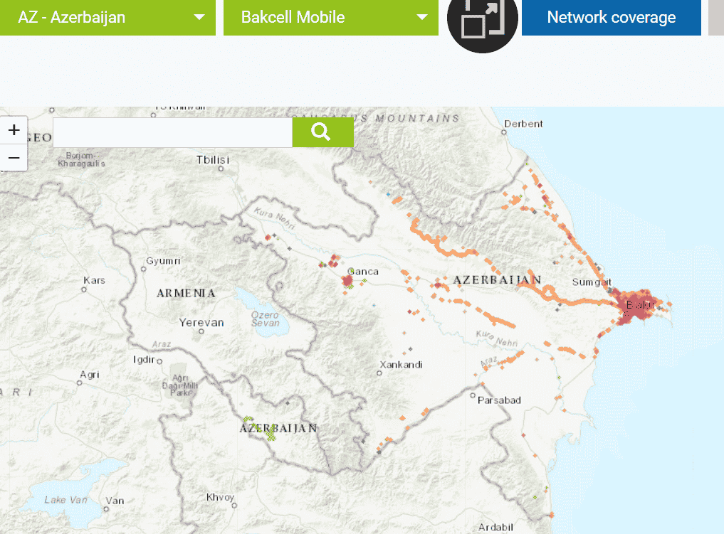 Couverture réseau de la carte SIM Bakcell