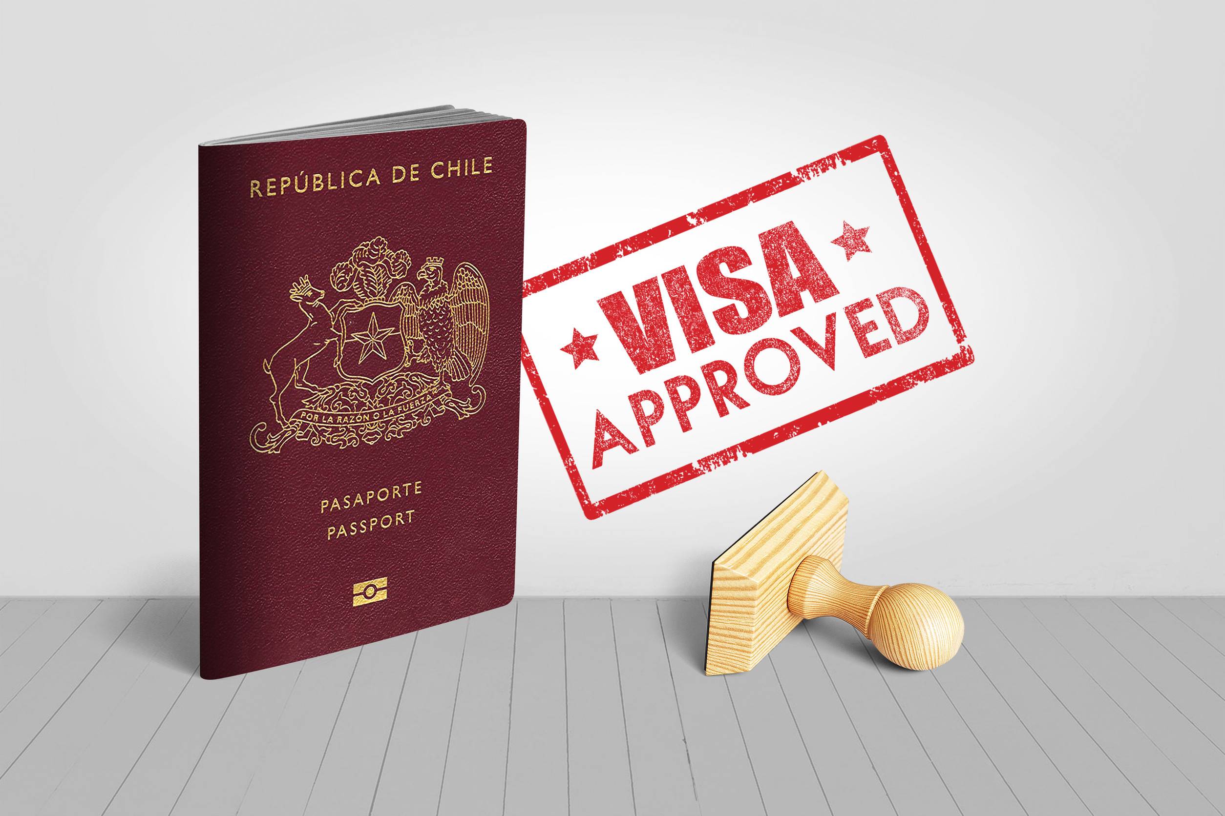 passeport chilien avec visa approuvé tampon en bois pour voyage