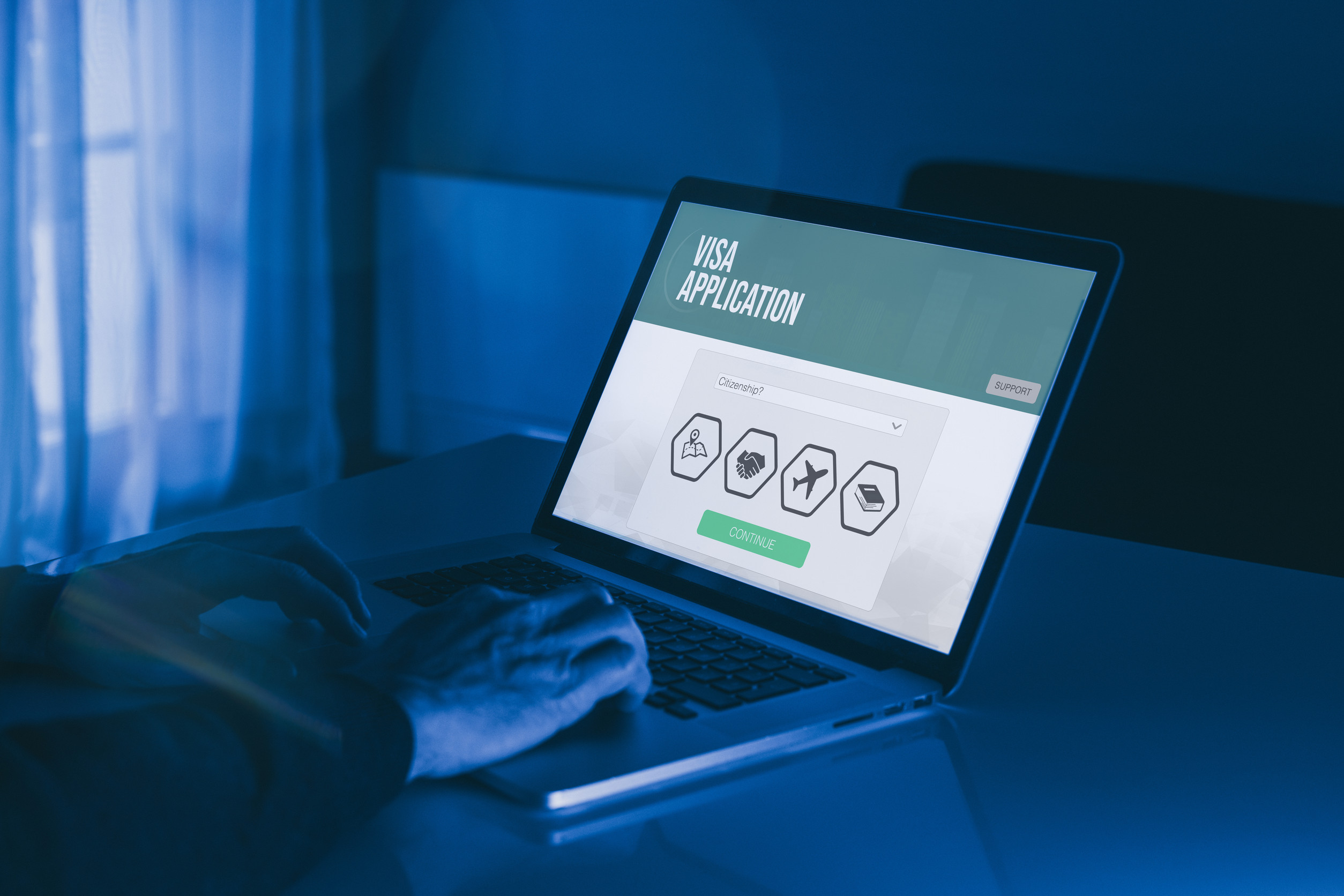 Una persona rellenando un formulario de solicitud de visa en línea