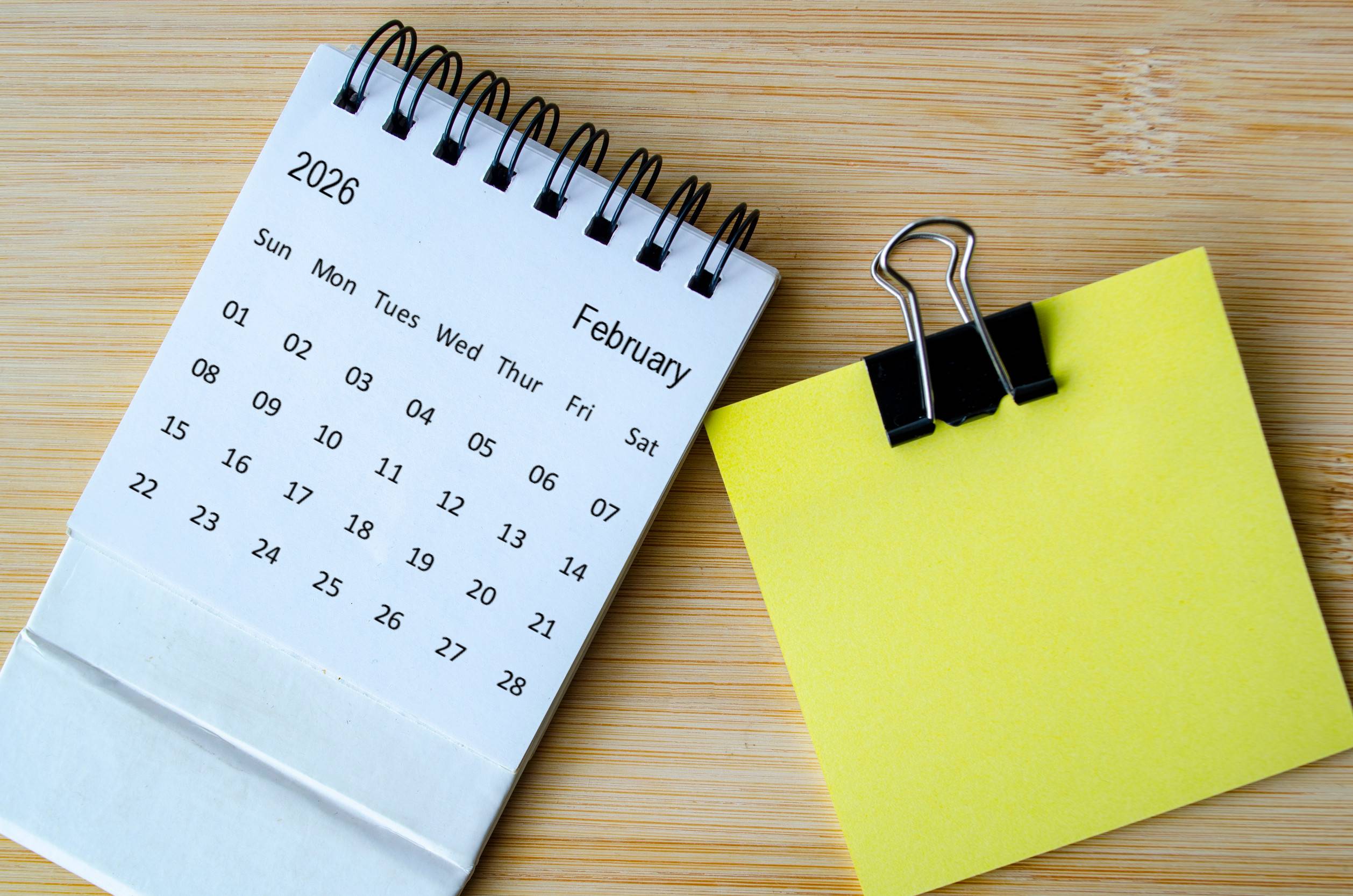 Ansicht des Kalenders f&uuml;r Februar 2026