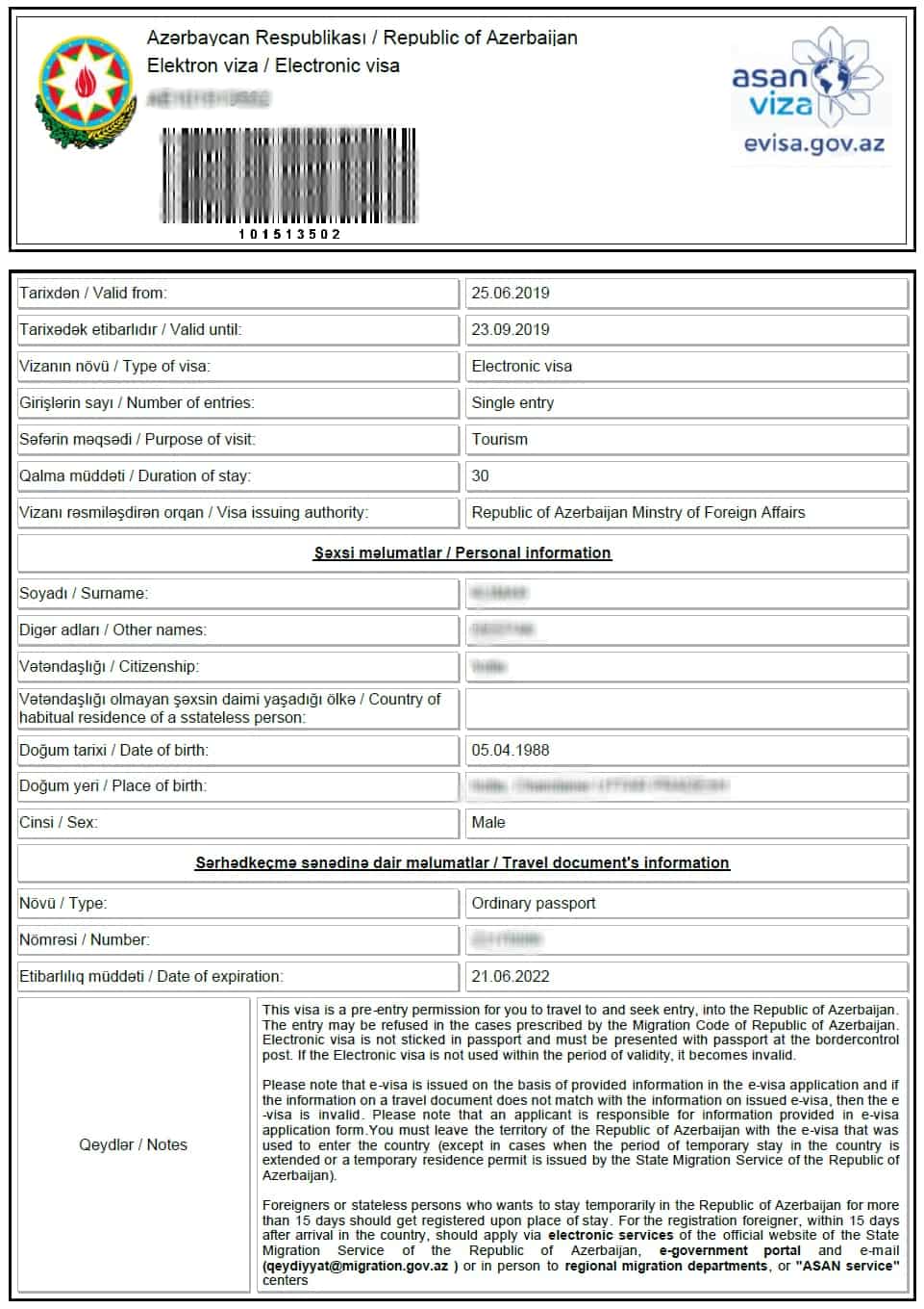 Azerbaijan e Visa Azerbaijan eVisa